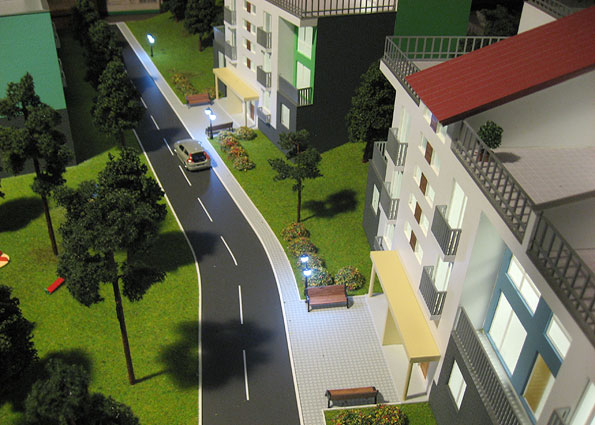Детали макета загородного жилого комплекса "Близкое".
