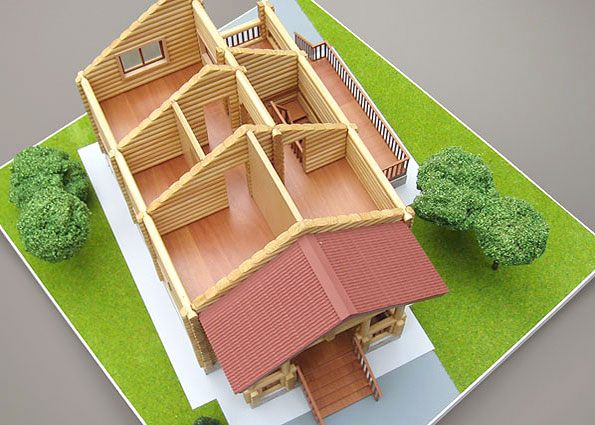 Съемная крыша для показа планировки второго этажа на макете коттеджа.