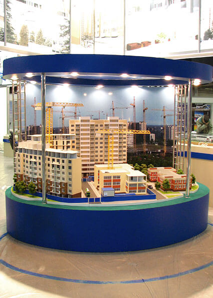 Изготовление макетов - макет строительсва зданий на выставочном стенде КС СПБ, выставка ГосЗаказ.