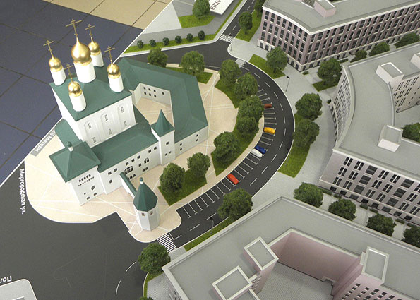Феодоровский собор на архитектурном макете "Царская столица" - вид сверху.