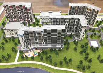 Архитектурный макет многоэтажной жилой застройки «Охта Хаус».
