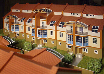Изготовление архитектурного макета малоэтажного комплекса на разноуровневом ландшафте.
